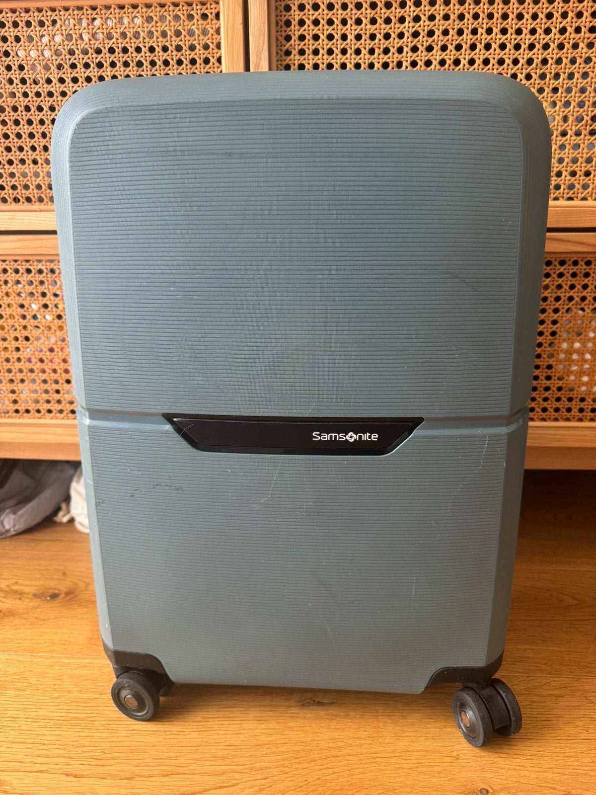 Samsonite Magnum Eco Spinner 55 blue, Handtassen en Accessoires, Ophalen, Gebruikt, Hard kunststof