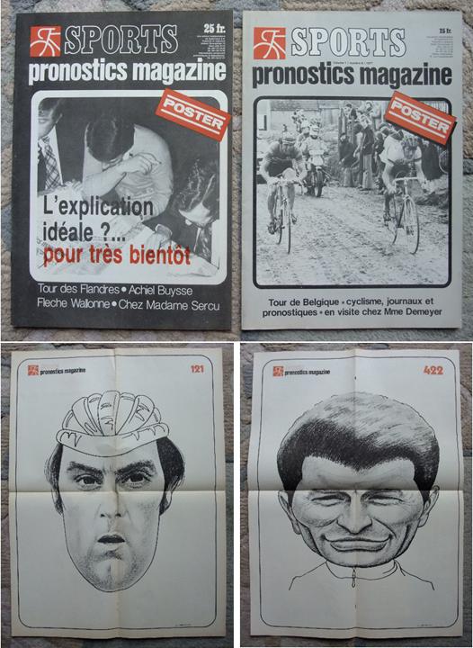 Ensemble de 2 Sports Pronostics '77 caricatures de cyclistes, Enlèvement ou Envoi, Comme neuf