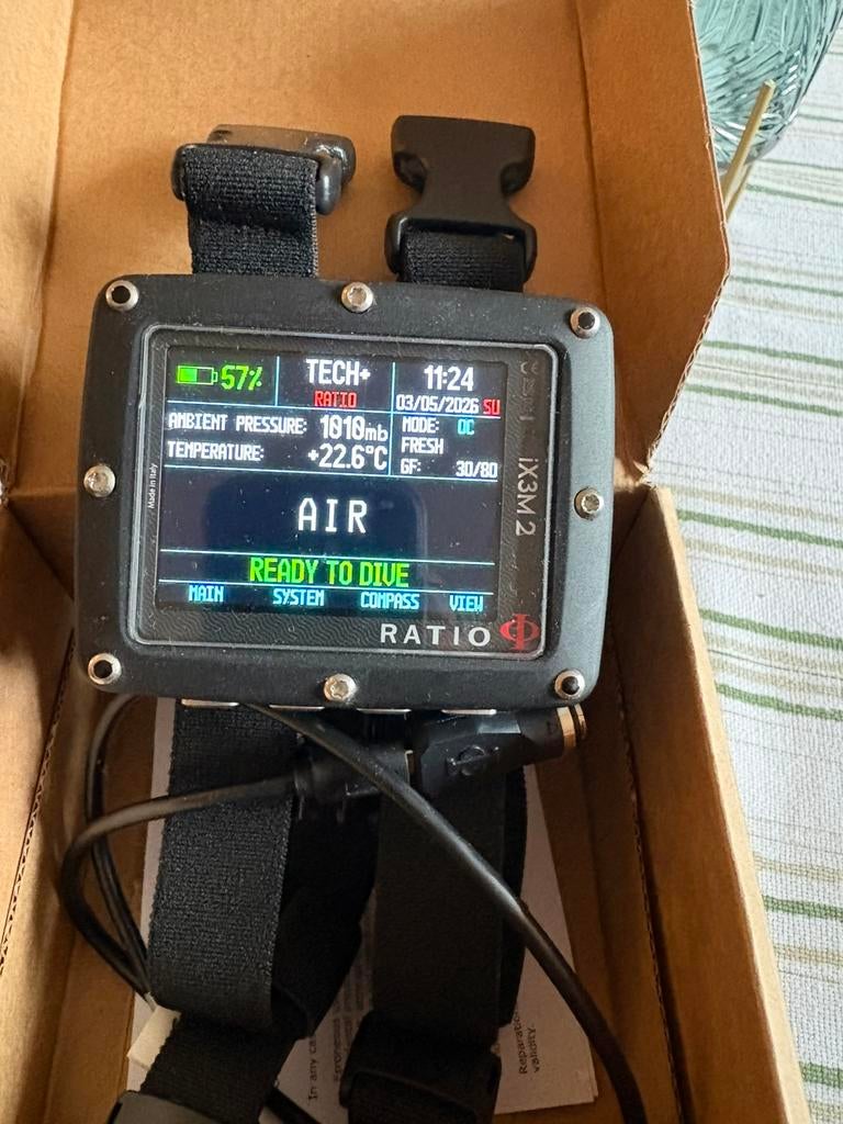 Duikcomputer Ratio IX3M 2 tech+, Watersport en Boten, Duiken, Ophalen, Zo goed als nieuw, Duikcomputer