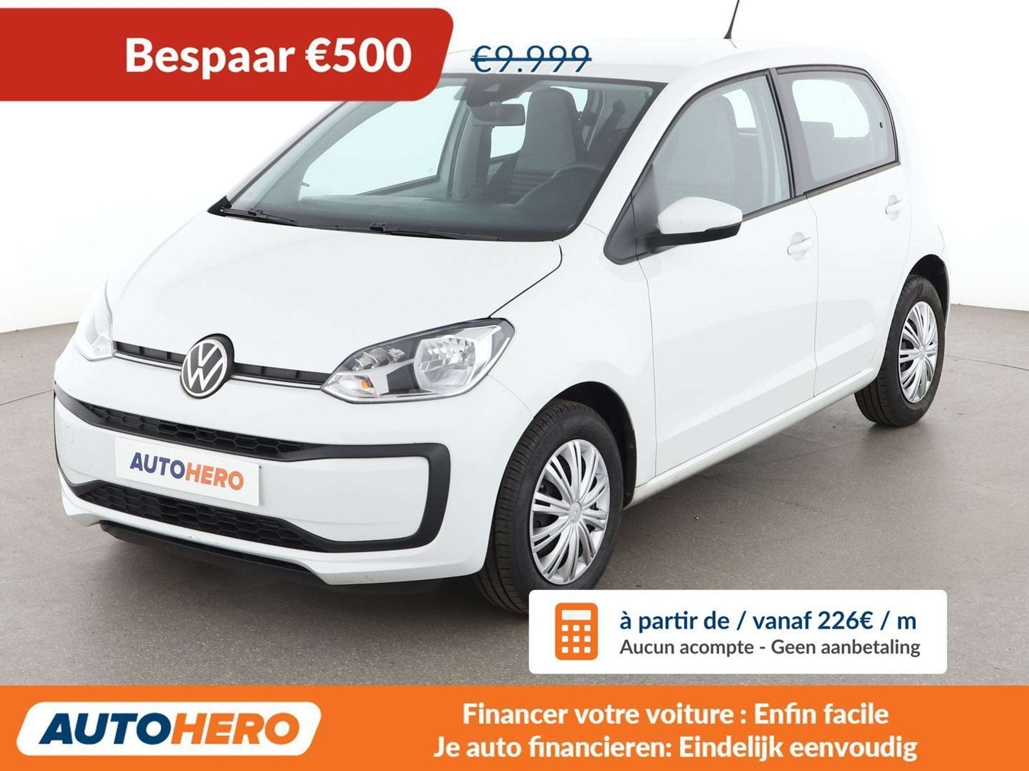 Volkswagen up! 1.0 (bj 2020), Auto's, Voorwielaandrijving, 4 zetels, Stof, Wit