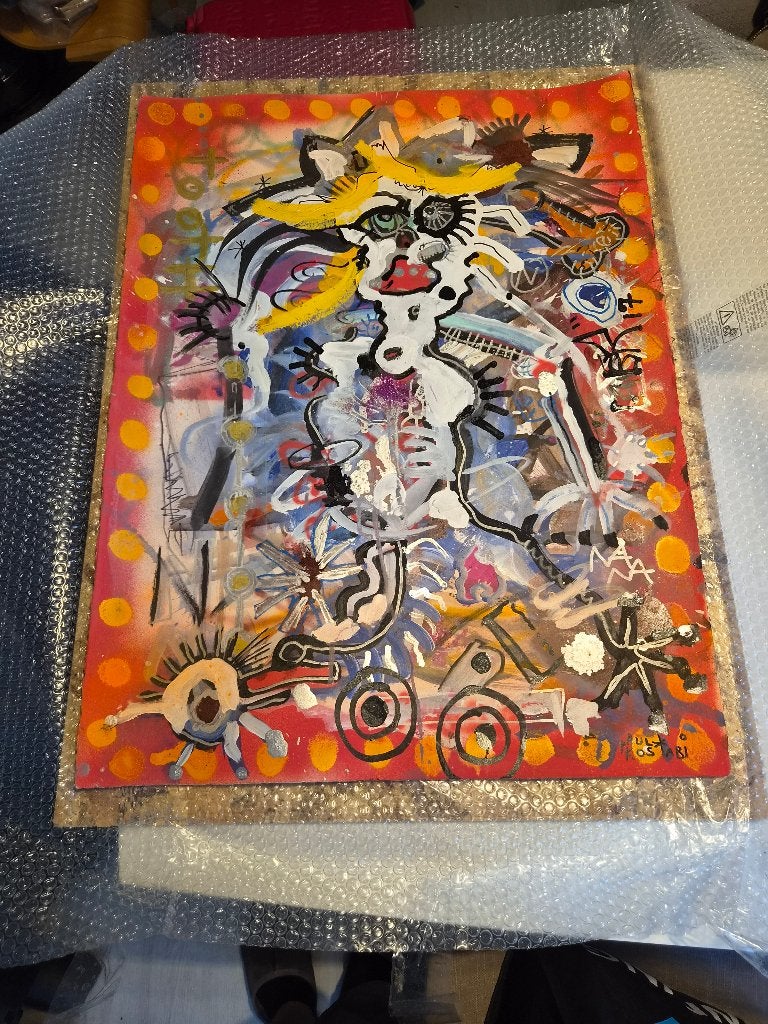 Paul kostabi, Antiek en Kunst, Kunst | Schilderijen | Modern, Figuren, Papier/karton, Echtheidscertificaat, Ophalen of Verzenden