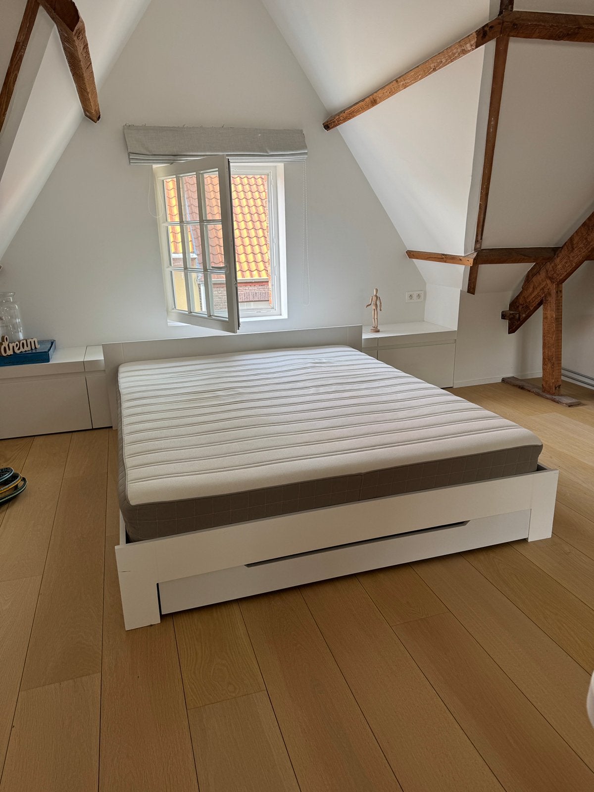 Tweepersoonsbed met matras, Huis en Inrichting, Slaapkamer | Bedden, Ophalen, Zo goed als nieuw
