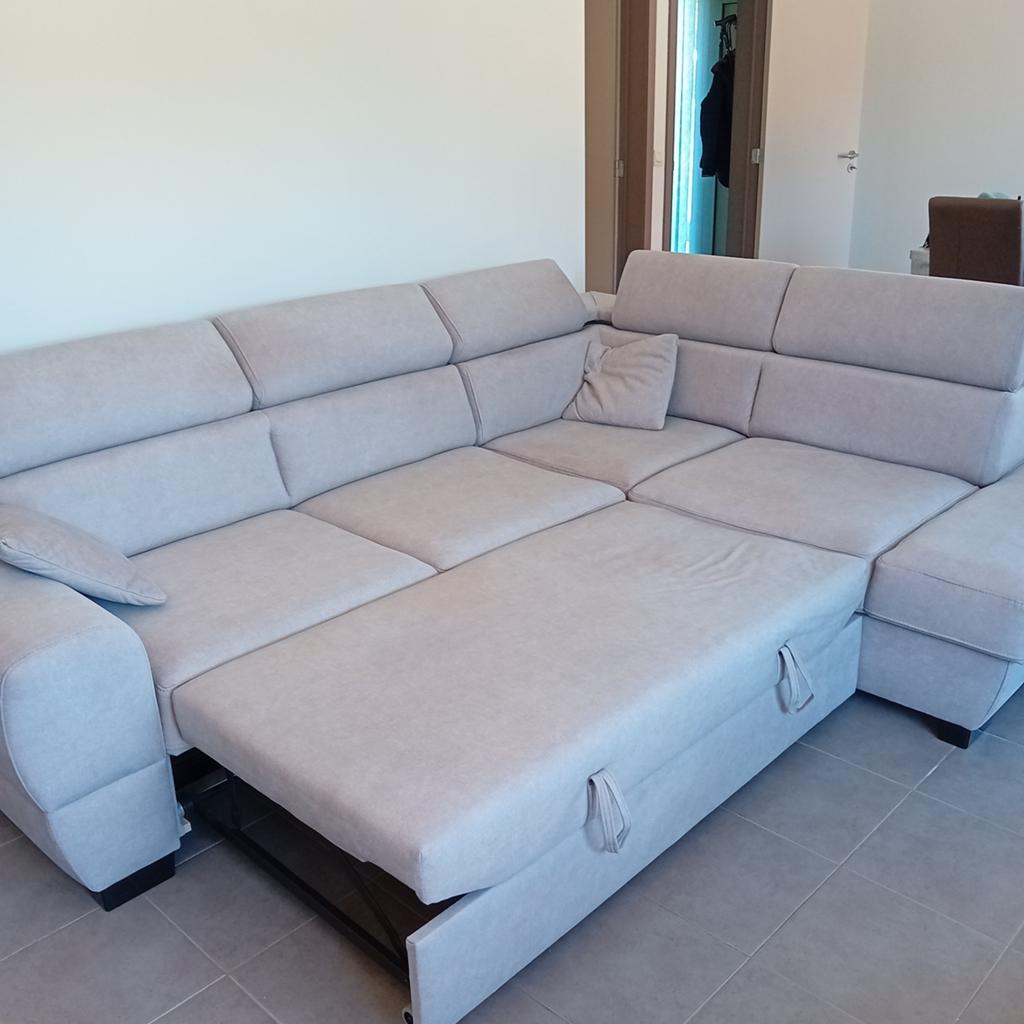 Zetel met verstelbare hoofdsteunen beige met slaapbank, Huis en Inrichting, Zetels | Zetels, Ophalen