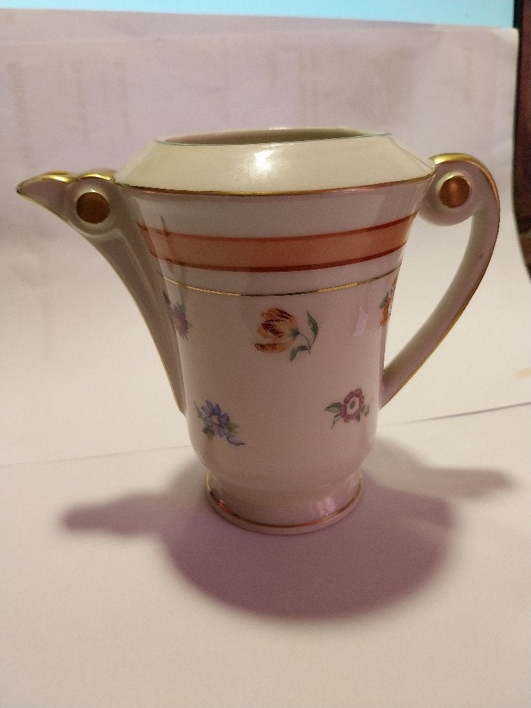 VINTAGE POT A LAIT EN PORCELAINE DE JEAN LANG PLAQUE OR, Enlèvement ou Envoi, Comme neuf, Porcelaine, Autres types