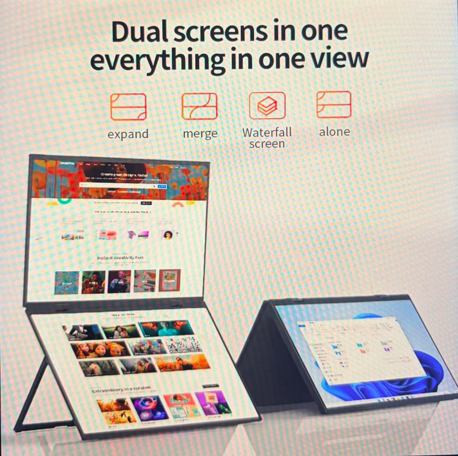 18.5 inch Dual Screen 120hz Opvouwbaar USB-C/HDMI Monitor, IPS, 101 t/m 150 Hz, HDMI, Nieuw