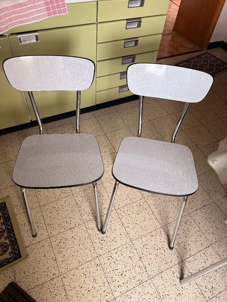 2 chaises en formica gris, Gris, Vintage, Comme neuf, Deux