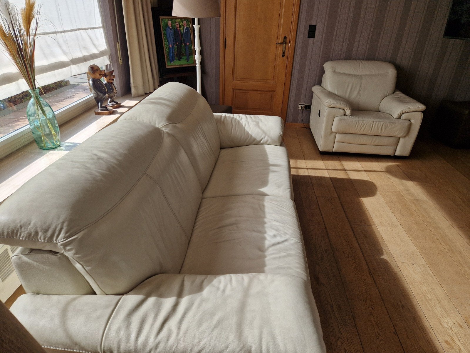 Wit ledere 3 zit en 1 zit electrische relax, Ophalen