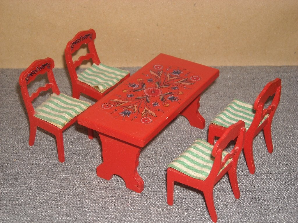 Lisa of Denmark eethoek tafel en 4 stoelen - past in Lundby, Collections, Enlèvement ou Envoi, Utilisé