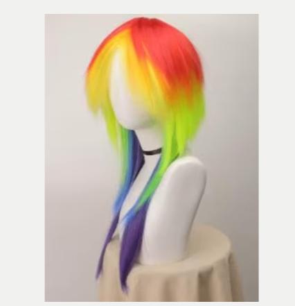 Anime cosplay pruik Rainbow Dash met synthetisch haar