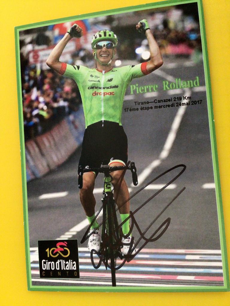 wielerkaart 2017  giro team drapac pierre rolland signe, Verzenden, Zo goed als nieuw