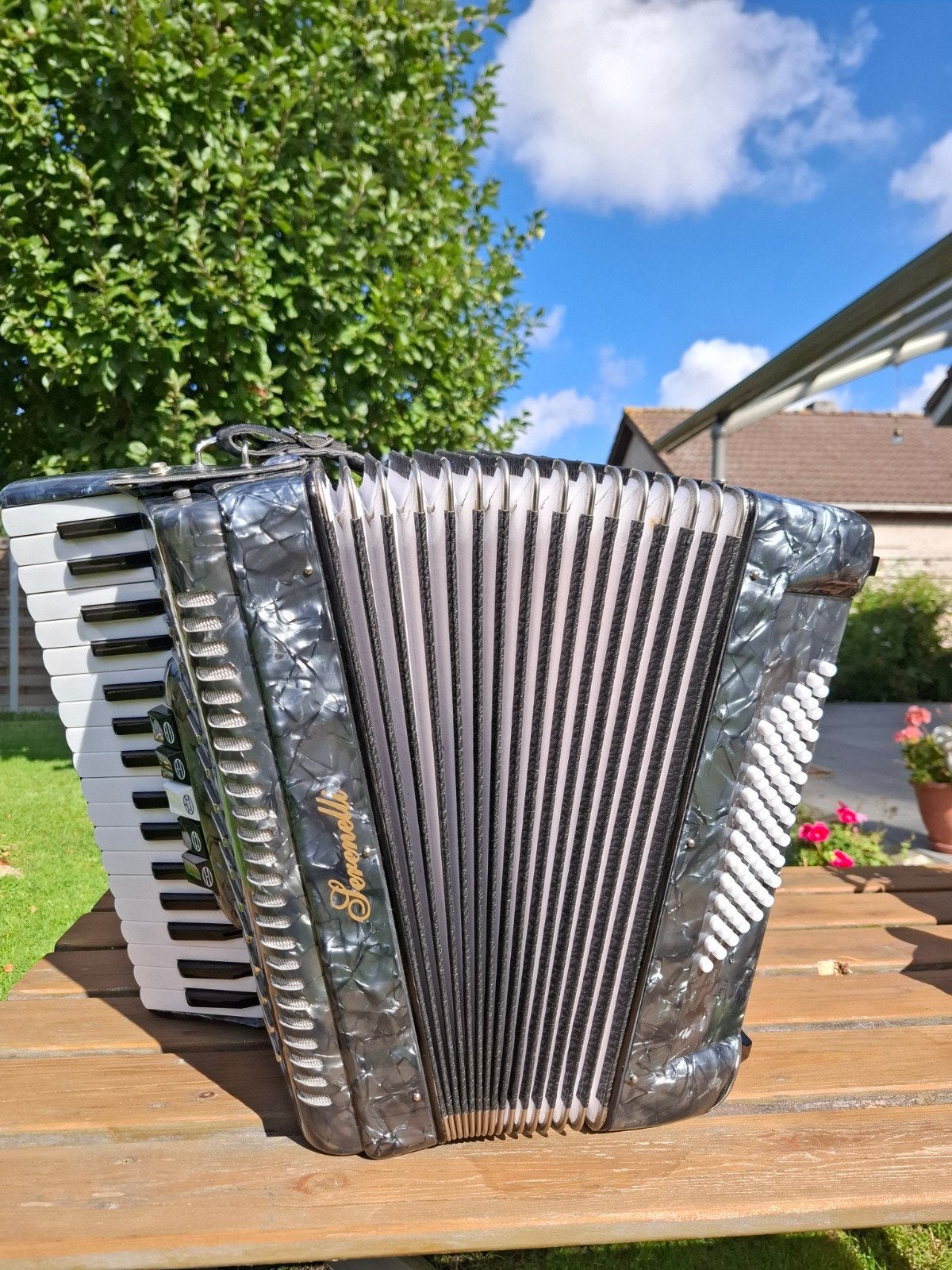 Accordeon 72 bassen, Muziek en Instrumenten, Overige merken, 72-bas, Met koffer, Zo goed als nieuw