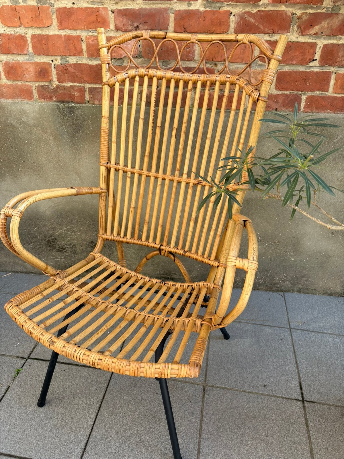 Vintage iconische Rohé Noordwolde bamboe lounge stoel, Ophalen