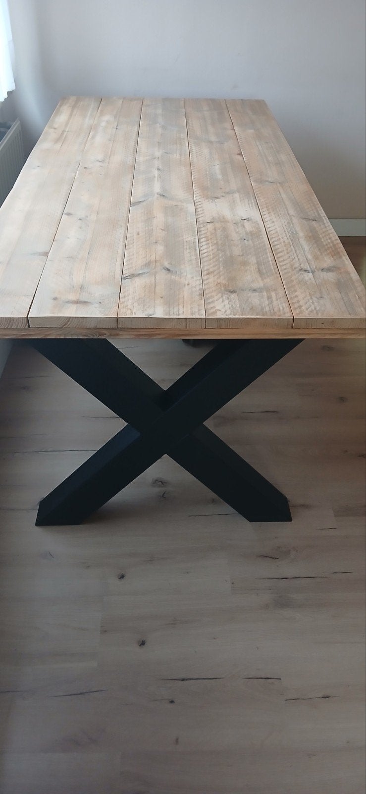 Table à manger industrielle en bois 90 x 200, Enlèvement