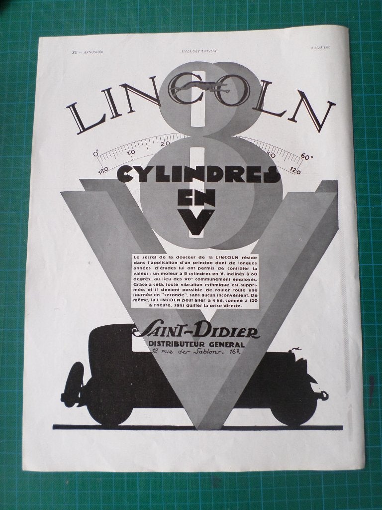 Lincoln automobile - publicité papier - 1930, Enlèvement ou Envoi, Utilisé, Autres types