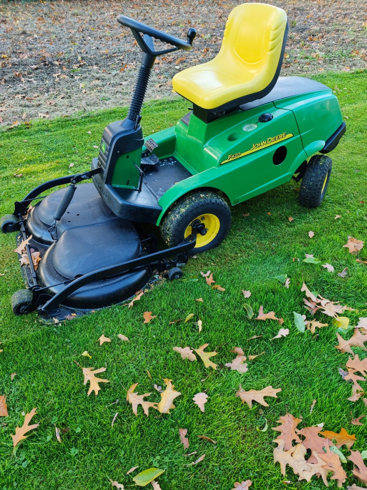 John Deere f420 hydrostatische frontmaaier Zitmaaier, Tuin en Terras, Zo goed als nieuw, Elektrische starter, 90 tot 120 cm, Ophalen