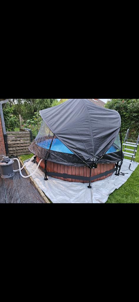 Exit zwembad met zandfilter, overkapping en schaduwdoek, Tuin en Terras, Zwembaden, Ophalen, Gebruikt, Minder dan 80 cm, Rond
