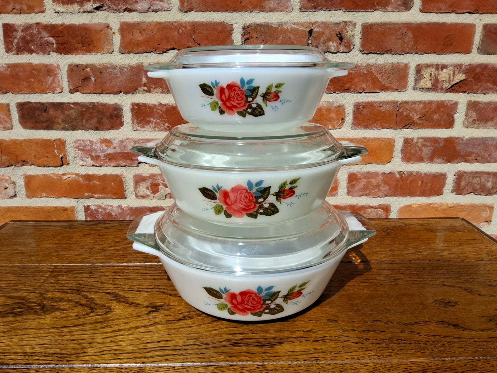 JAJ Pyrex cottage Rose ovenschalenset, Ophalen of Verzenden