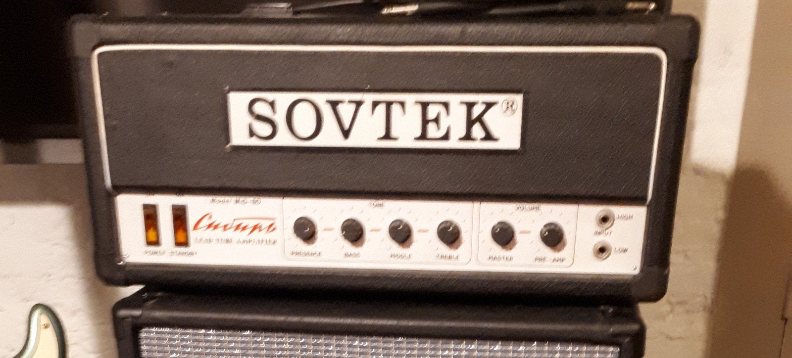 SOVTEK MIG 60 et Custom built 1x12 detuned cab's, Enlèvement, Comme neuf, Guitare, 50 à 100 watts