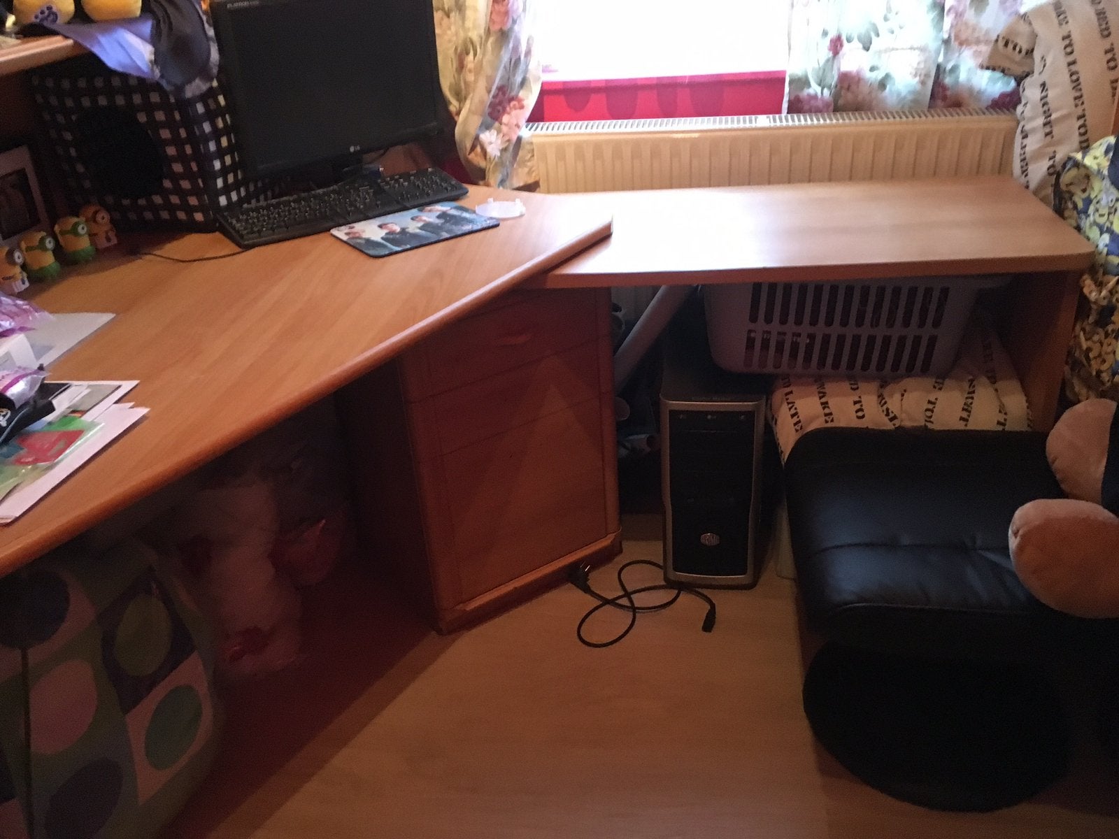 Bureau met boekenkast, Huis en Inrichting, Ophalen, Gebruikt, Bruin, Bureau-kast combinatie