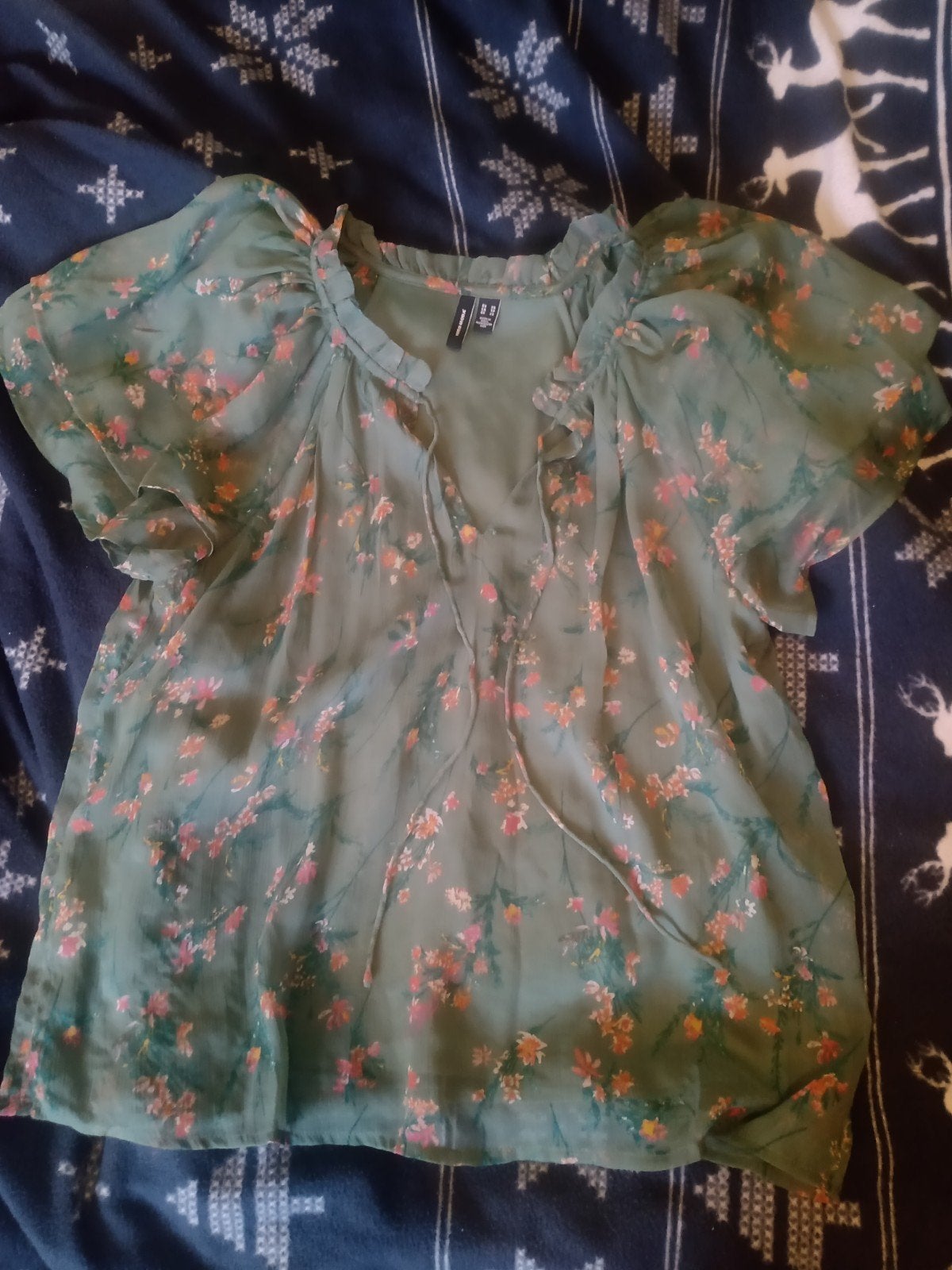 Los groen bloesje met een bloemenmotief, Vêtements | Femmes, Tops, Manches courtes, Enlèvement ou Envoi, Vero Moda, Comme neuf