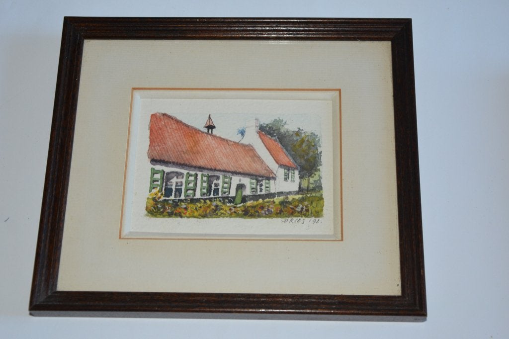 Aquarel -Moerkerke, Antiek en Kunst, Realistisch, Ophalen of Verzenden, Aquarel, Gesigneerd
