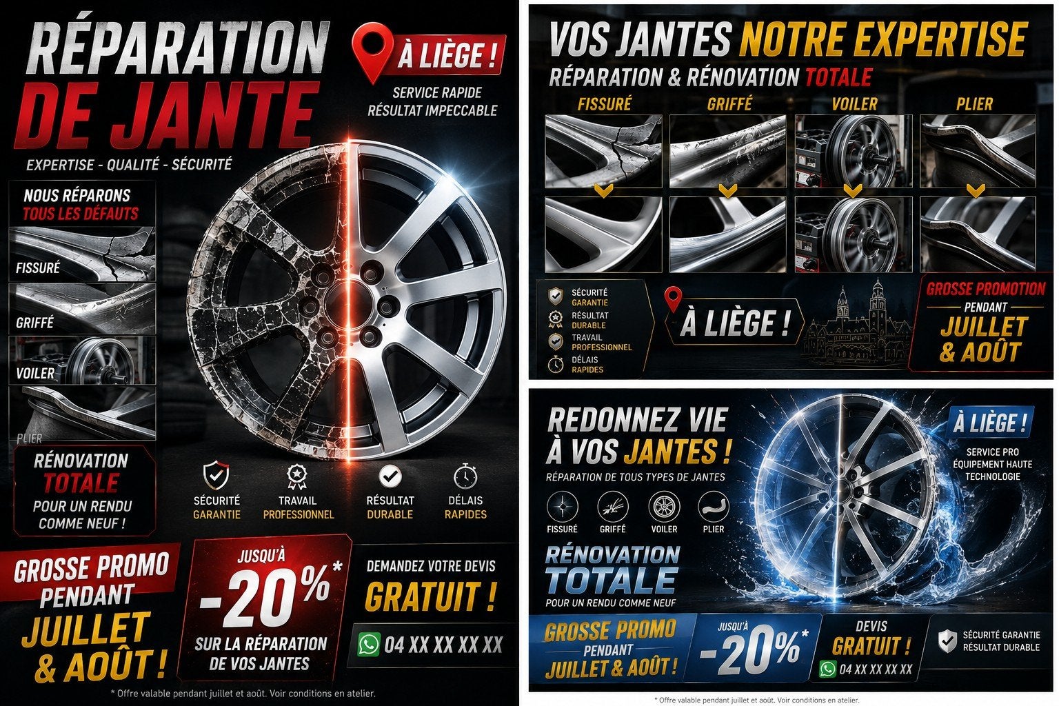 réparation jante liege fissure ou griffer voiler, Enlèvement ou Envoi