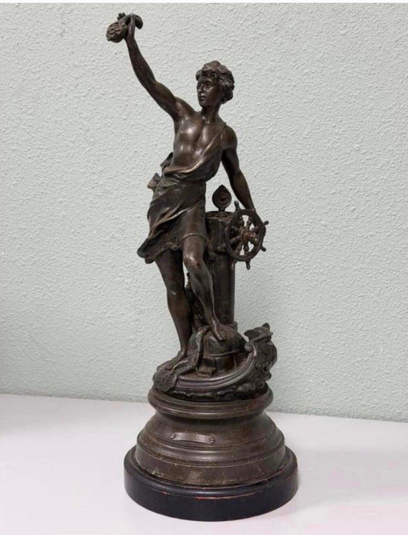 Rare statue ancienne « Commerce Charles Octave Levy 1820-99, Statue, Enlèvement ou Envoi, Brun, Art nouveau