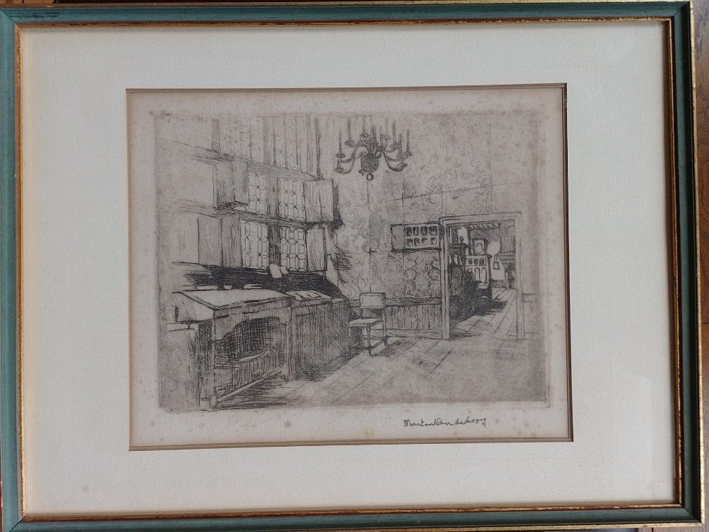 Marten van der Loo  1880 - 1920   Ets   Interieur, Antiek en Kunst, Verzenden, Ets, Gesigneerd