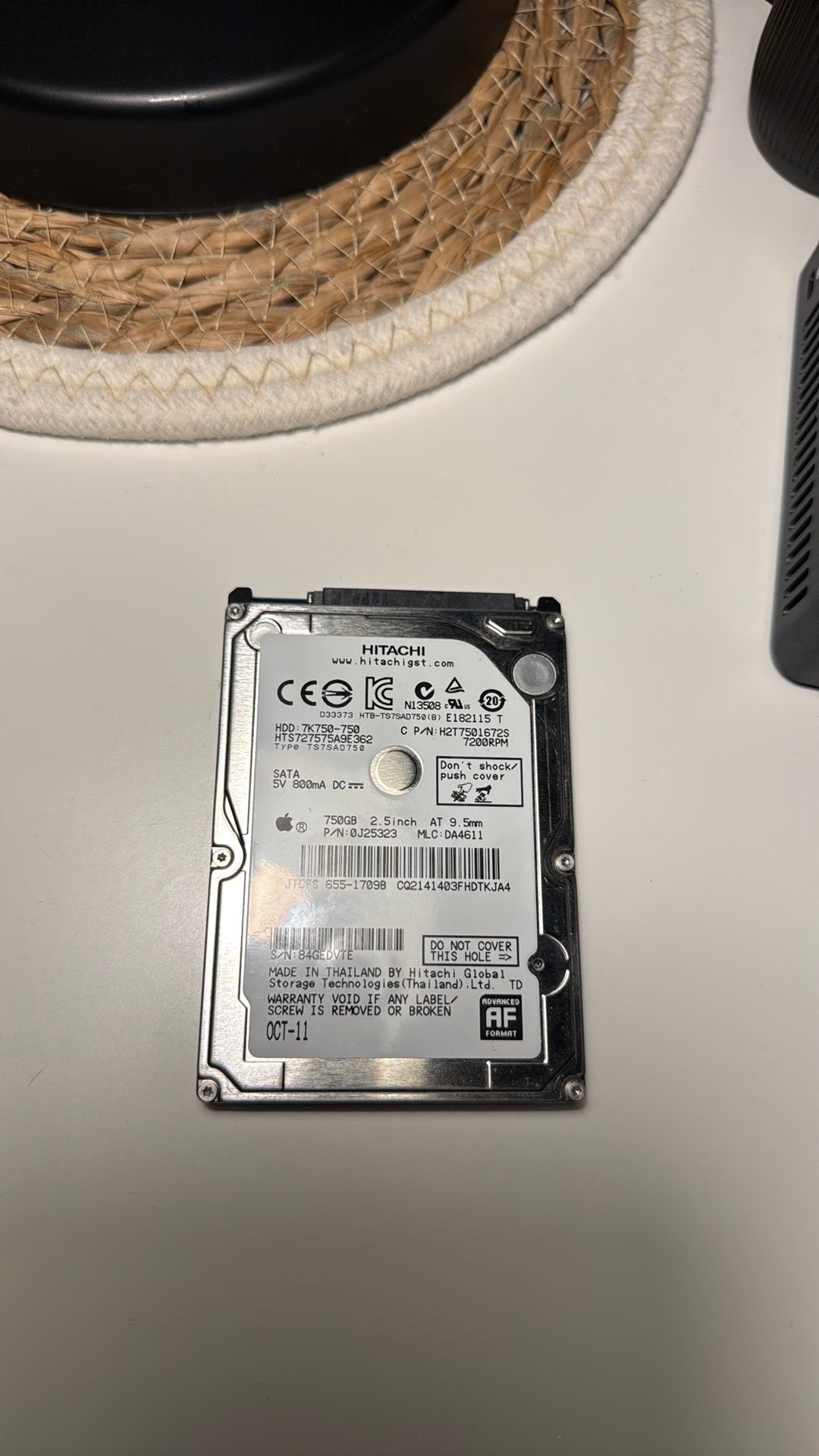 Hitachi 750GB HDD – 2,5 inch – SATA – 7200 RPM, Computers en Software, Ophalen of Verzenden, Zo goed als nieuw, SATA, HDD