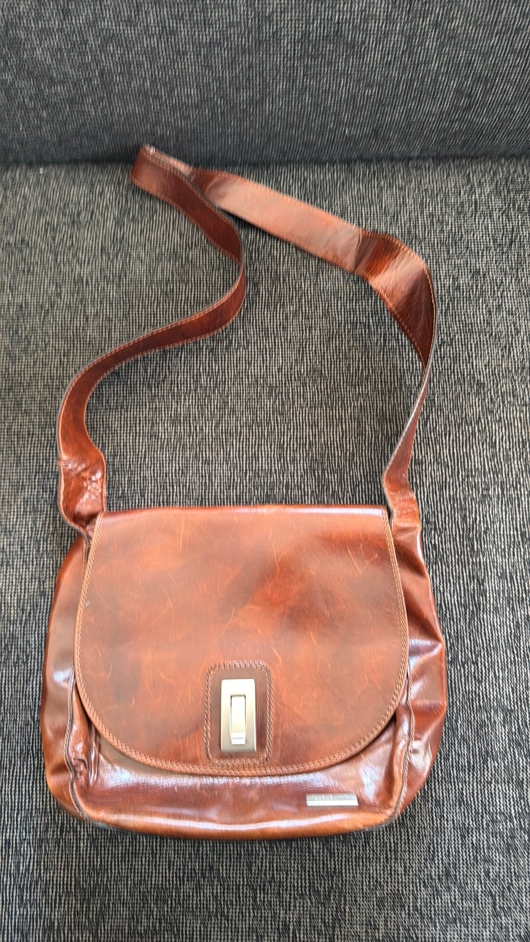 Leren handtas, Handtassen en Accessoires, Tassen | Schoudertassen, Ophalen, Gebruikt, Geel, Leer