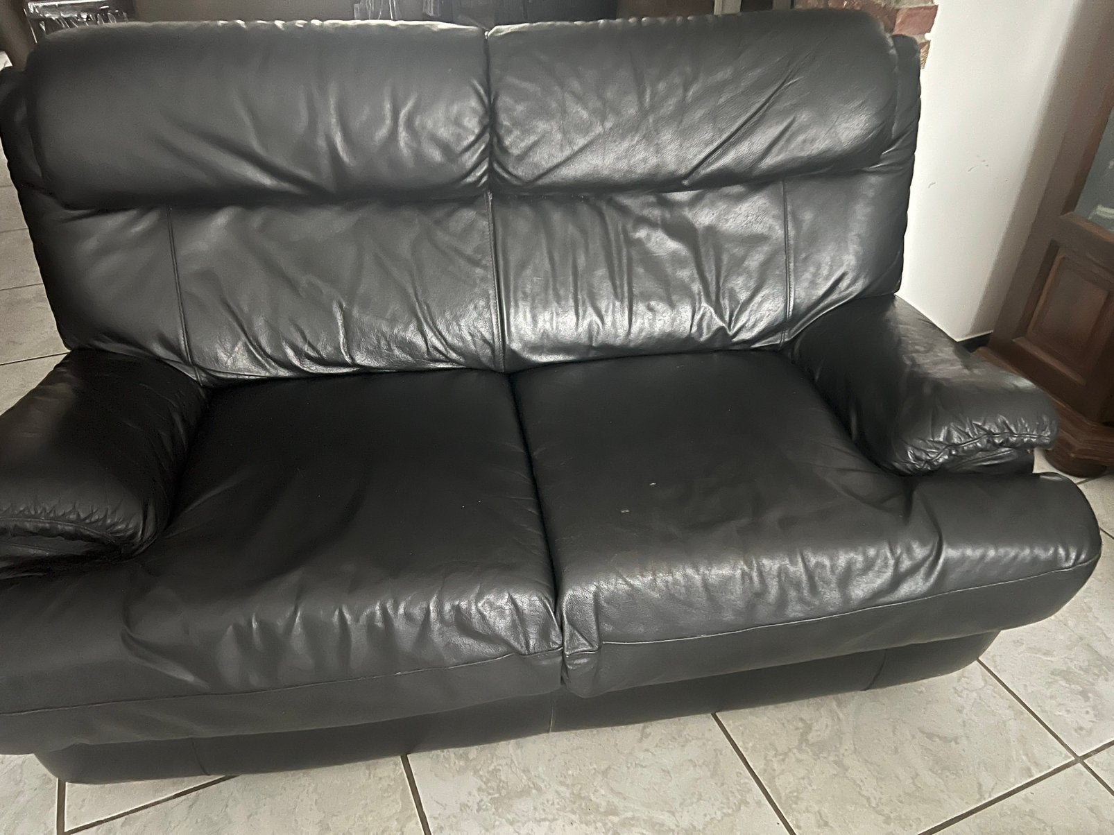 Fauteuil cuir 2p noir, Maison & Meubles, 75 à 100 cm, Moins de 150 cm, Enlèvement, Utilisé
