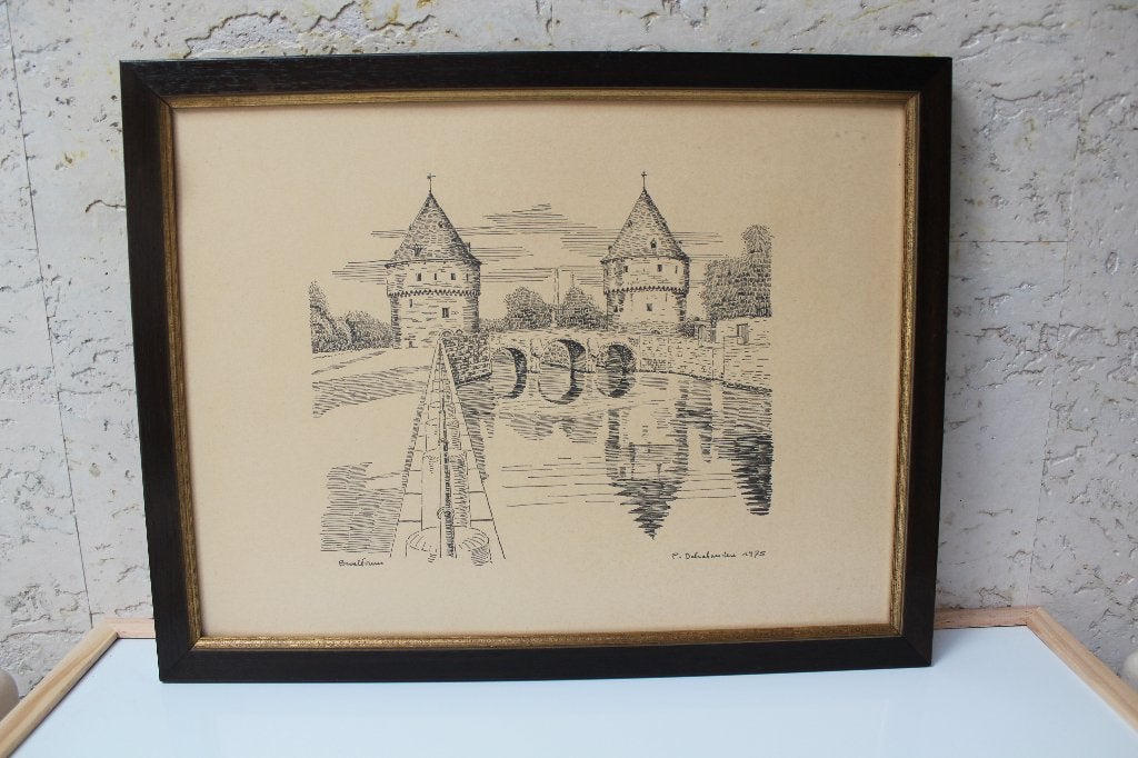 2 tekeningen, Antiek en Kunst, Kunst | Schilderijen | Klassiek, Ophalen, Achter glas, Tekening, Klassiek