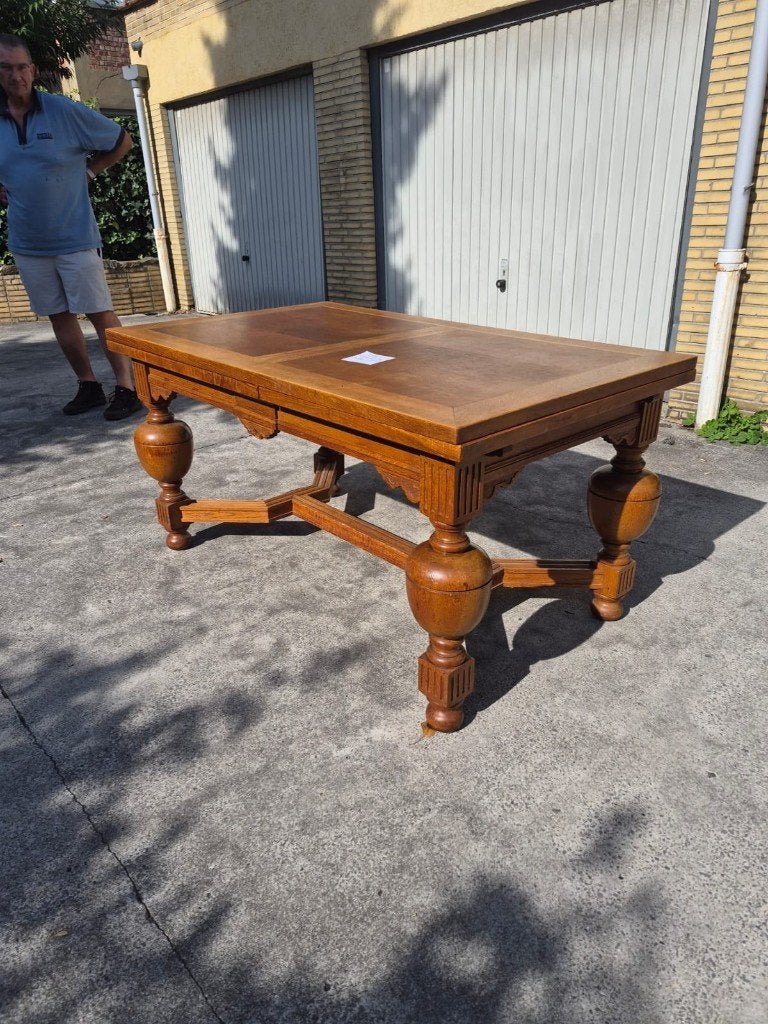 table de salle à manger a rallonge en chêne massif, 150 à 200 cm, Cinq personnes ou plus, Comme neuf, Enlèvement