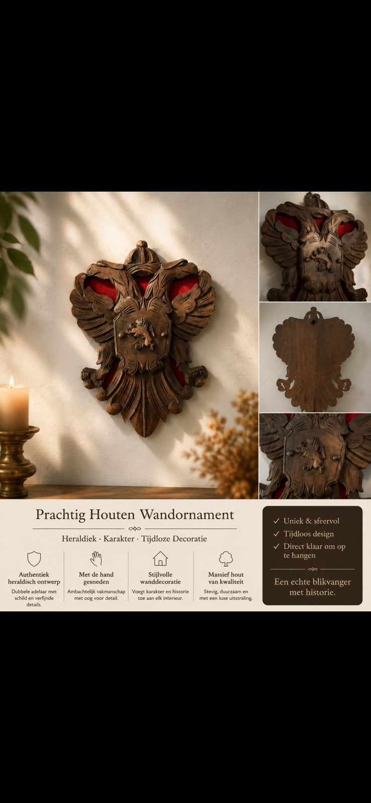 Prachtig Houten Wandornament, Huis en Inrichting, Ophalen, Zo goed als nieuw