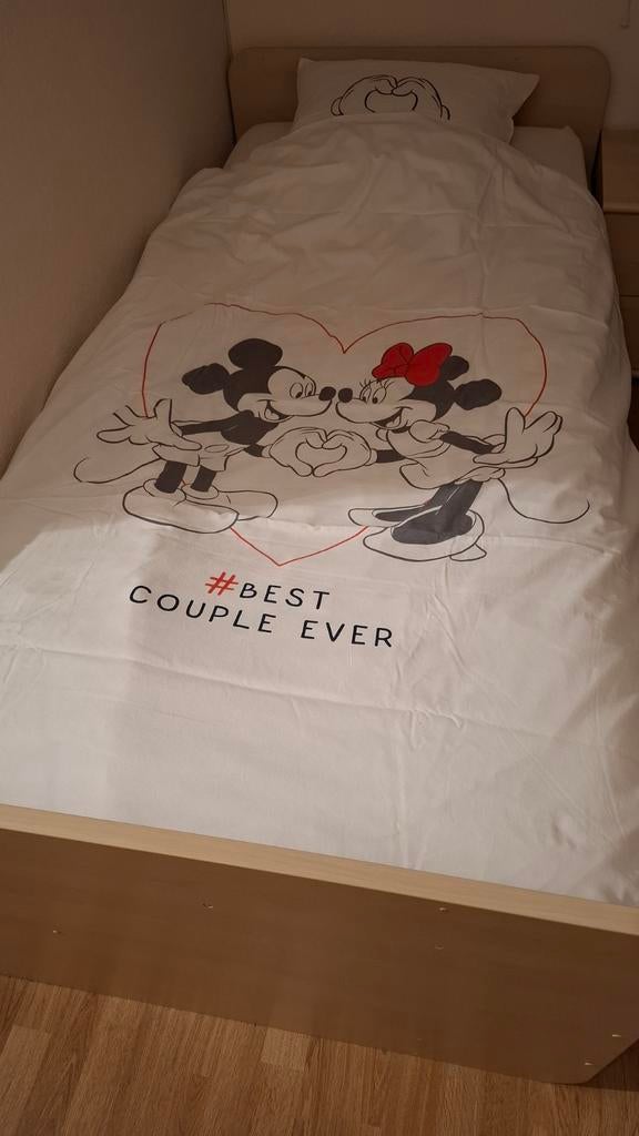 1 persoons dekbedovertrek micky en minnie mouse, Eenpersoons, Wit, Dekbedovertrek, Ophalen of Verzenden