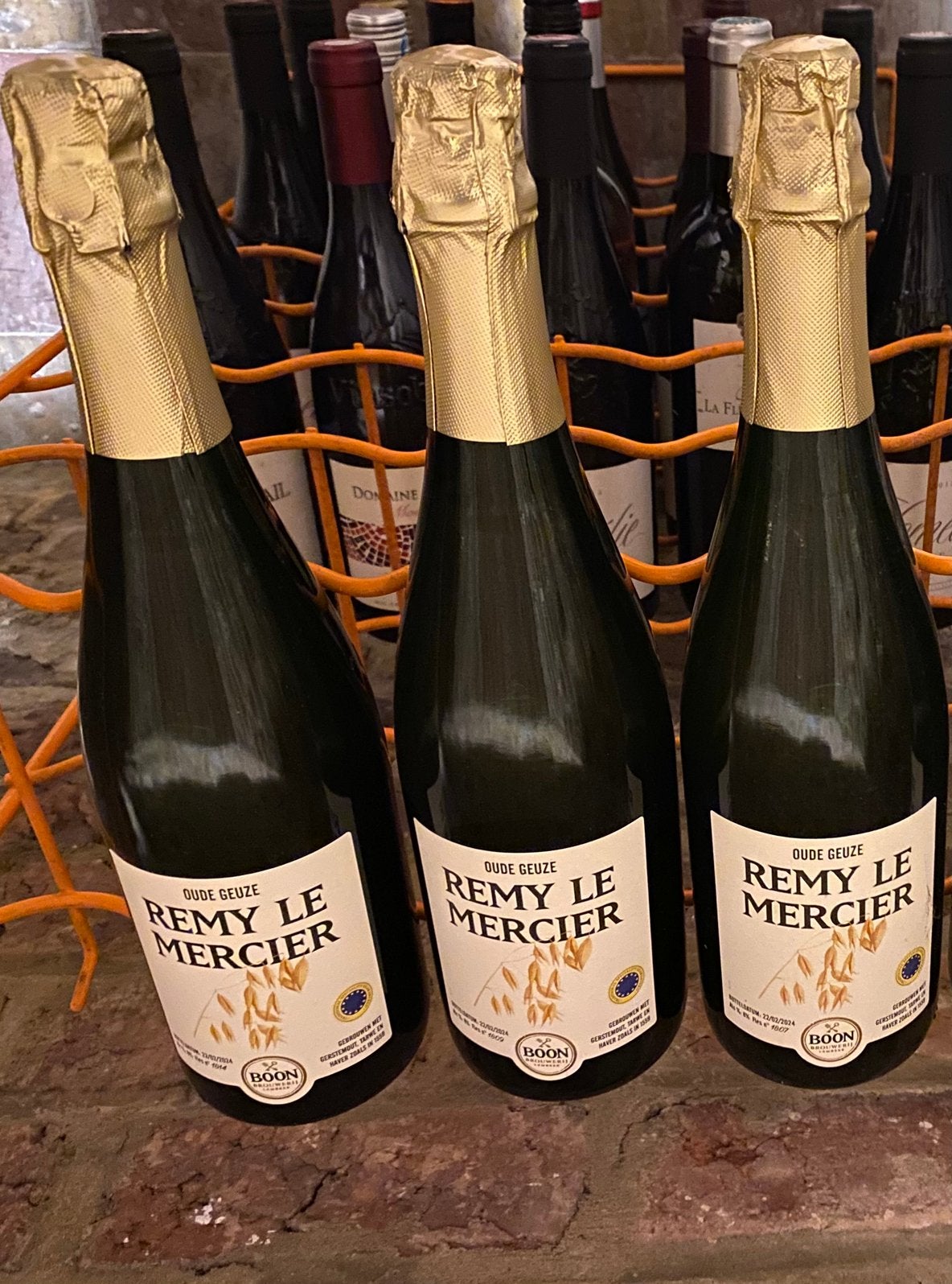 3 flessen oude geuze remy le mercier limited, Verzamelen, Ophalen of Verzenden, Nieuw