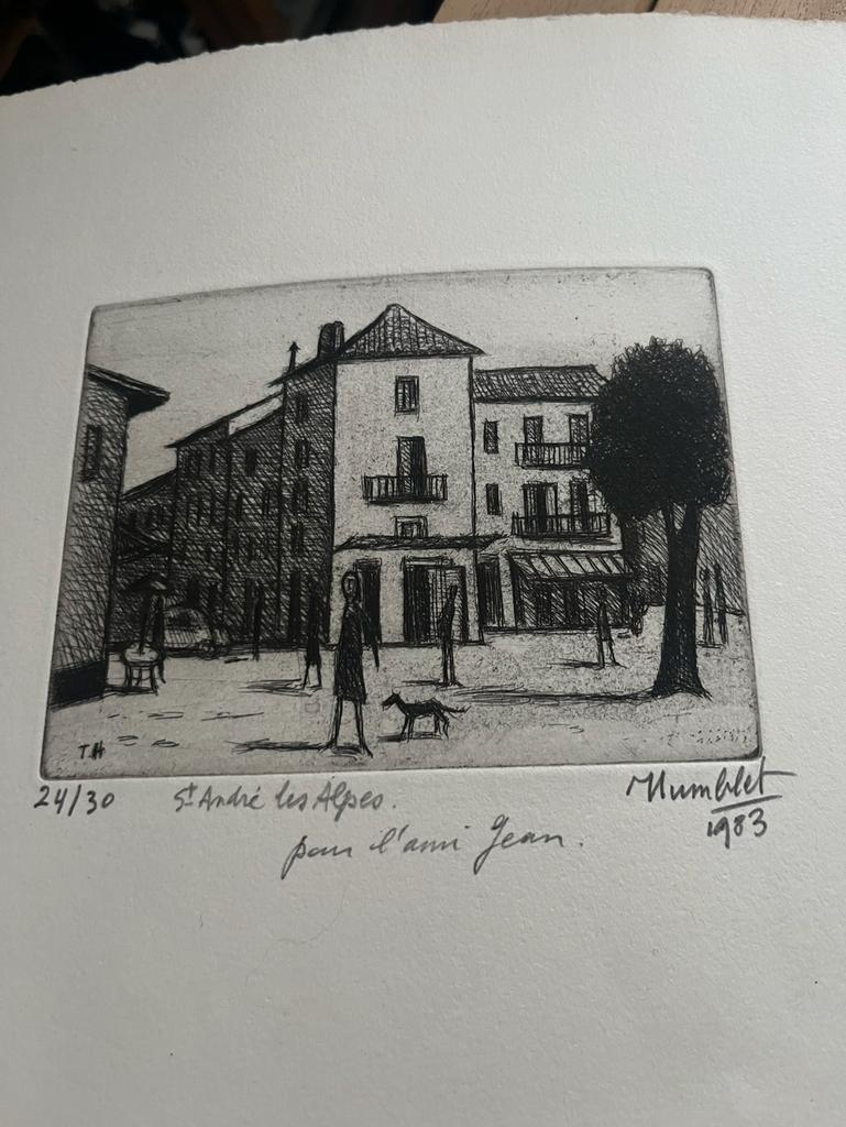 2 werken van kunstenaar Theo Humblet gravure 1983 en litho, Ophalen of Verzenden