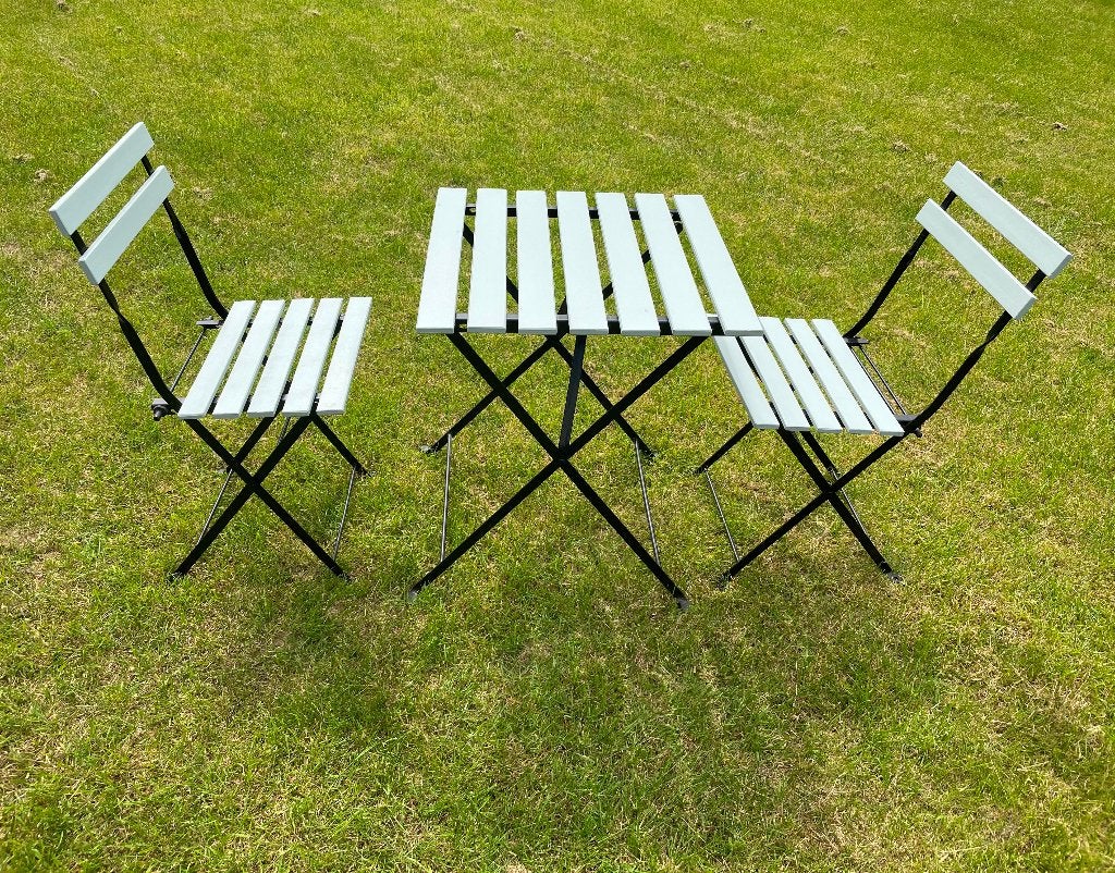 Opklapbare tafel + 4 opvouwbare stoelen, Ophalen, Gebruikt, Vierkant