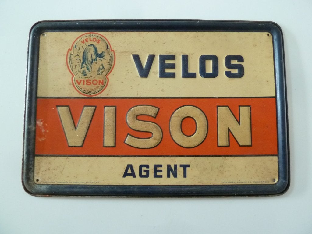 vélo ancien plaque publicitaire VISION no plaque émaillée, Collections, Marques & Objets publicitaires, Enlèvement ou Envoi, Panneau publicitaire