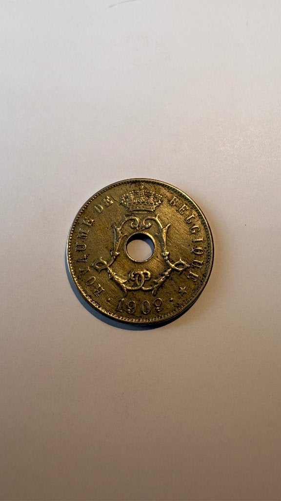 LEOPOLD II*: 25 cent 1909F, Ophalen of Verzenden