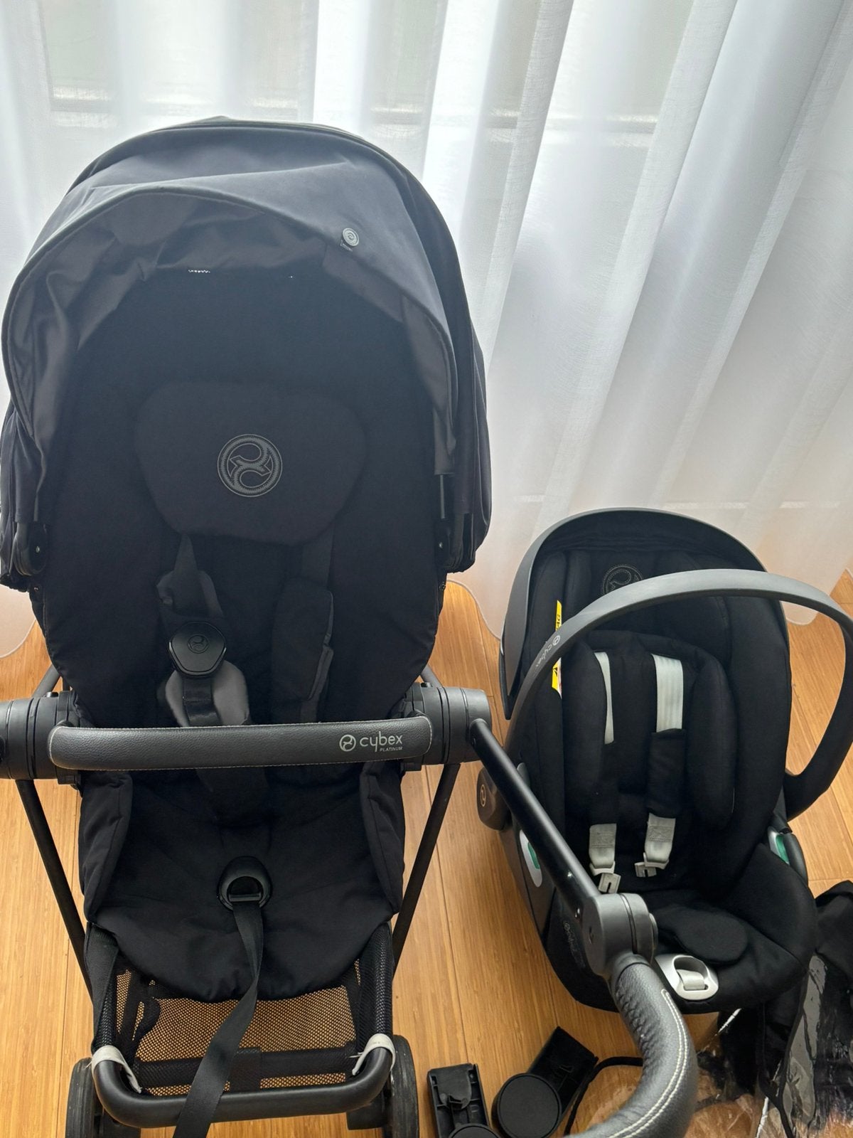 Cybex Mios 3 + Cloud Z2 i-Size - black + accessoires, Ophalen, Zo goed als nieuw, Kinderwagen