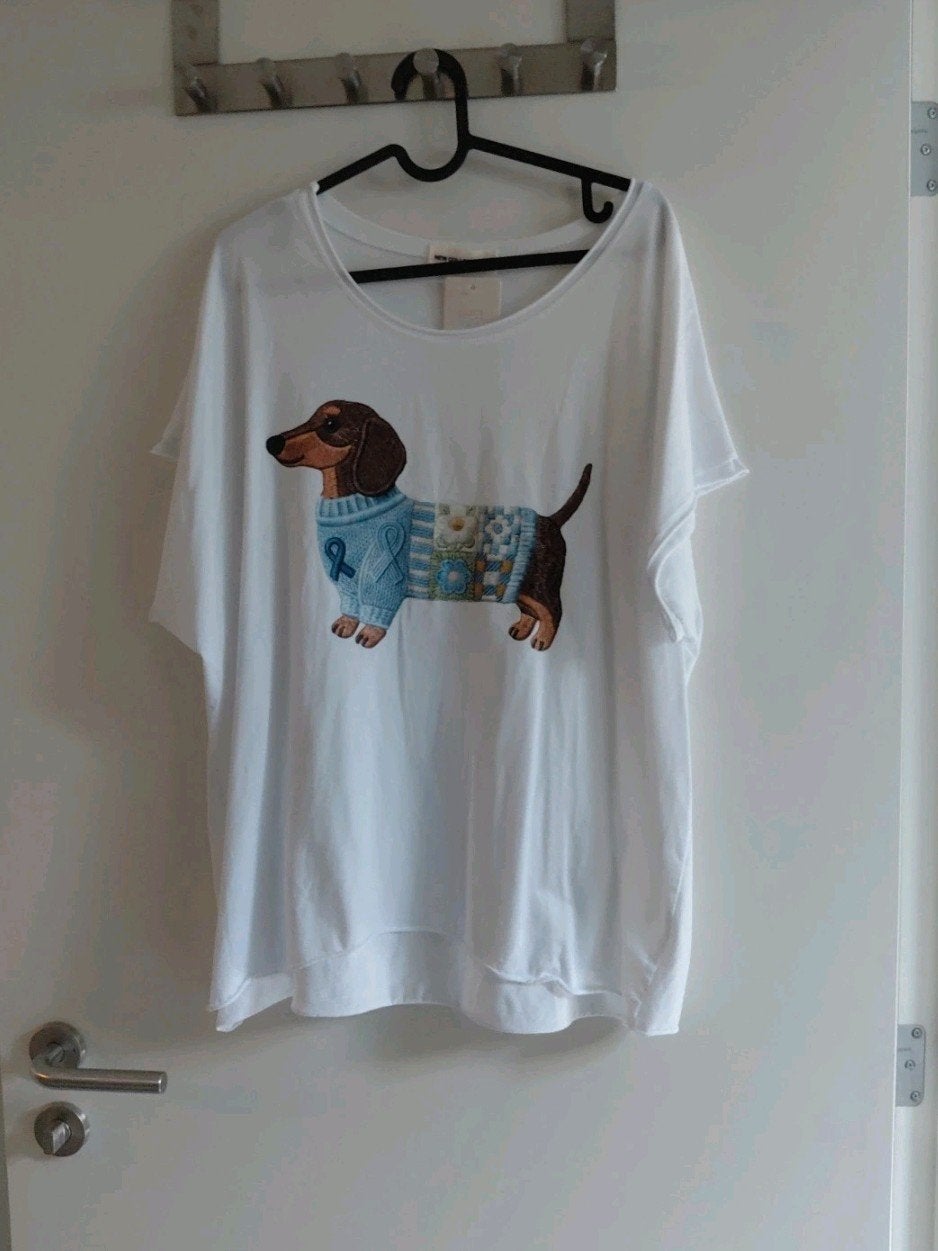 t shirt teckel, Enlèvement ou Envoi, Neuf, Blanc, Manches courtes