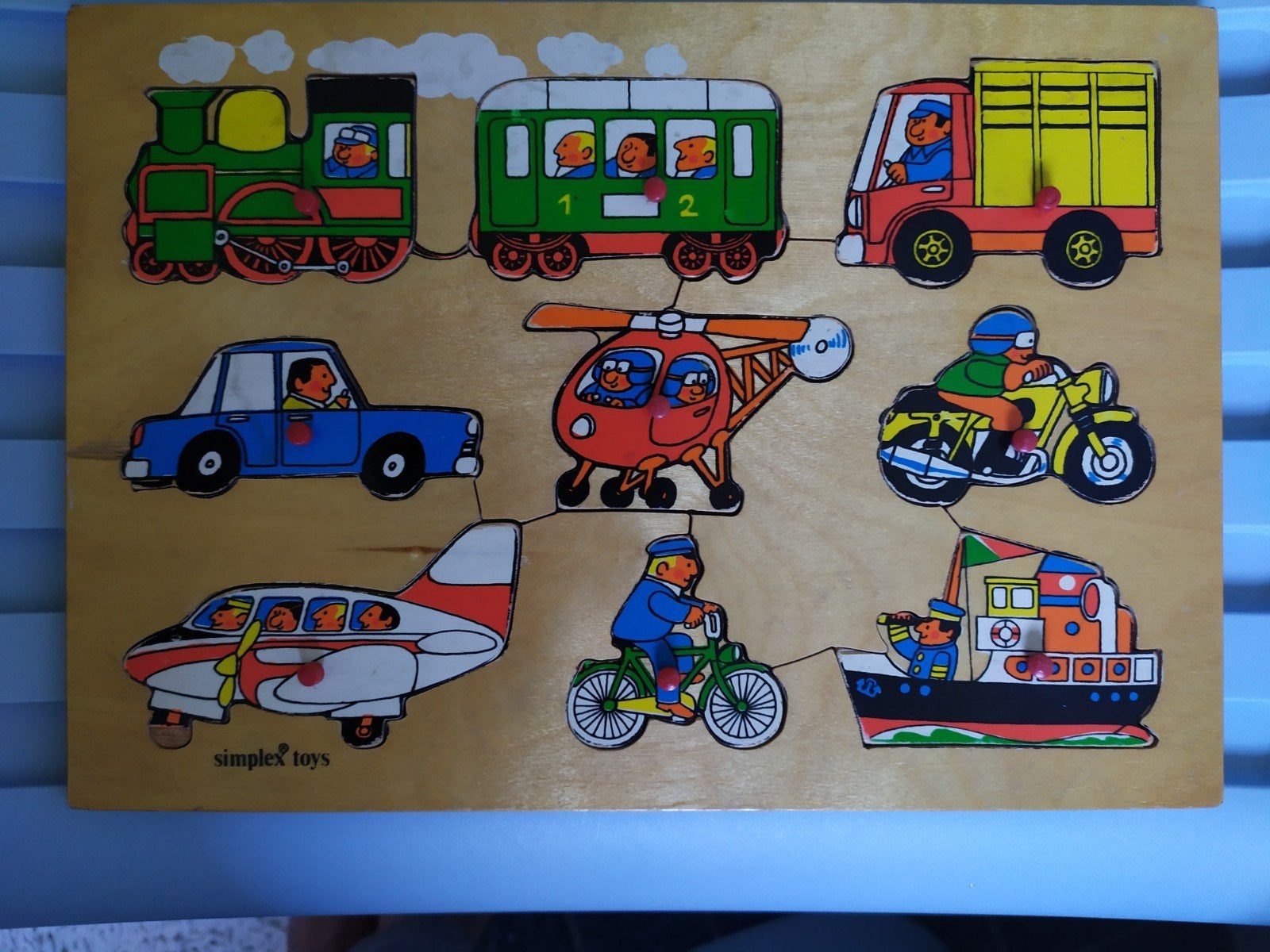 vintage houten educatieve puzzel van Simplex Toys jaren80, Ophalen of Verzenden