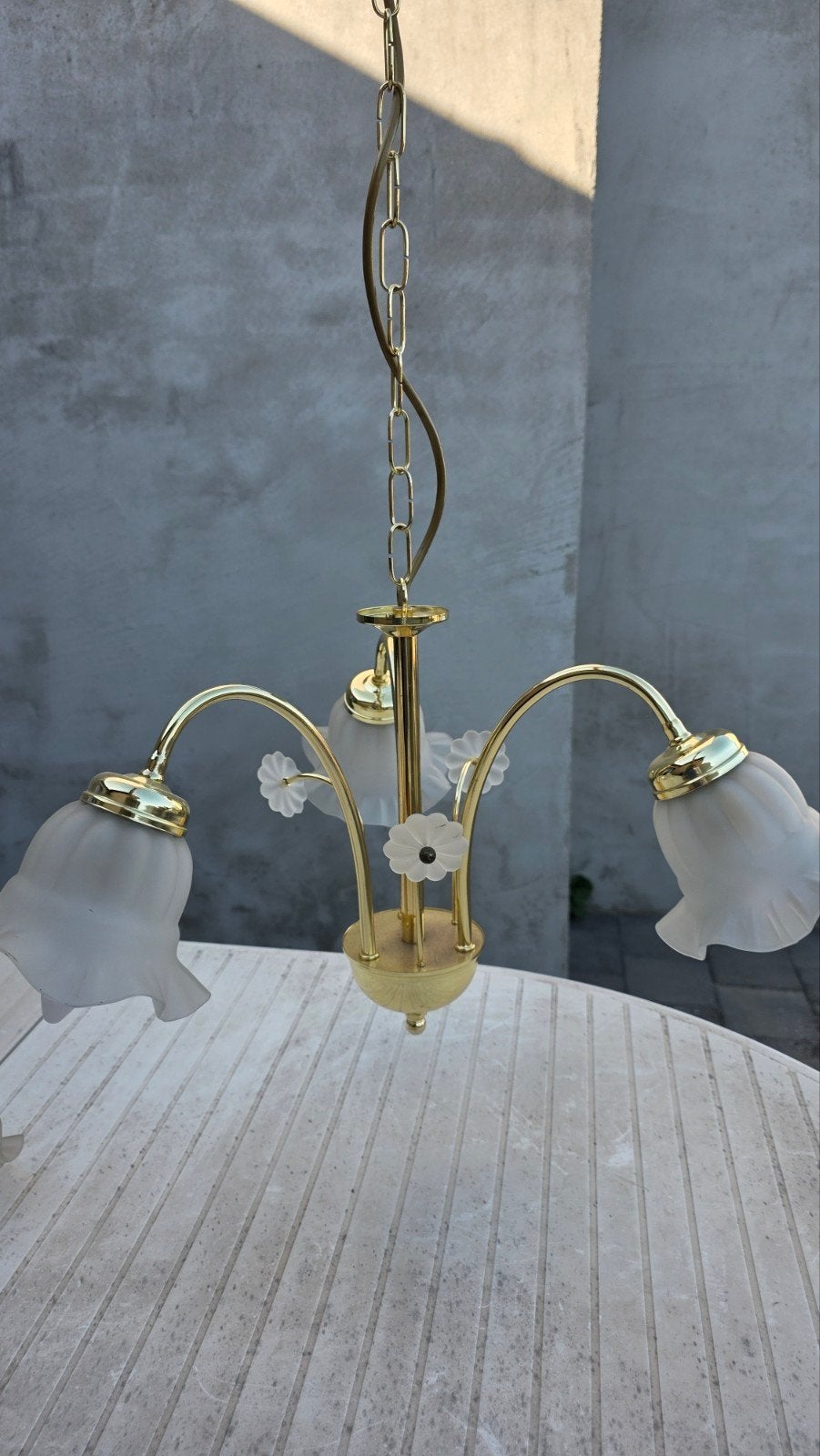 Lustre plafonnier tulipier + 2 appliques., Enlèvement, Verre