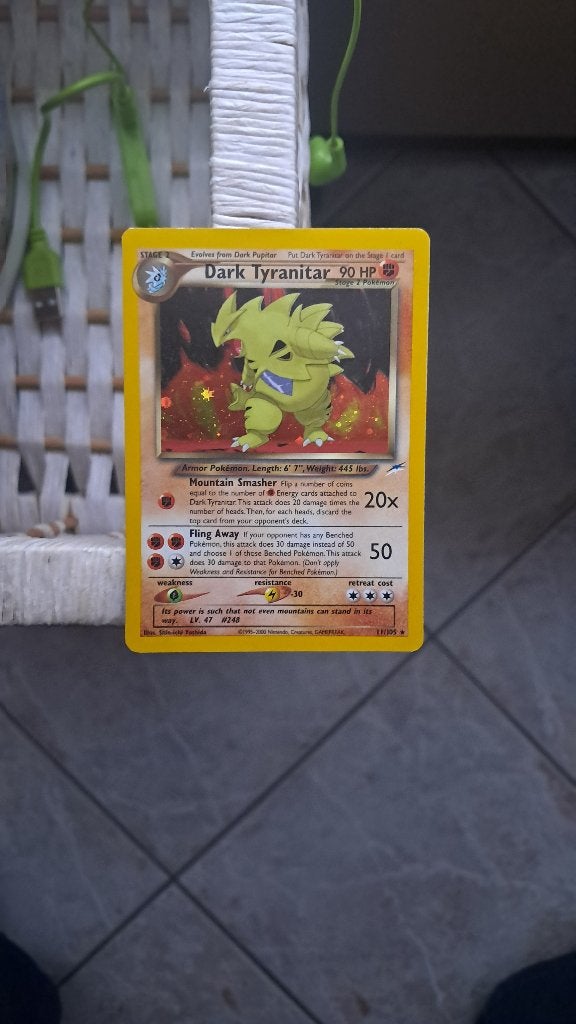 Dark Tyranitar Pokémon kaart, Ophalen of Verzenden, Zo goed als nieuw, Losse kaart