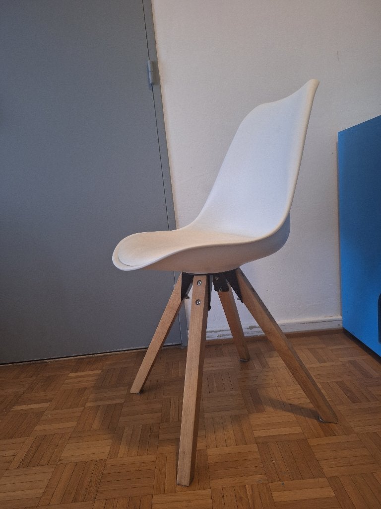 Chaises blanche et bois (lot de 4), Huis en Inrichting, Stoelen, Wit, Zo goed als nieuw, Vier, Alinea