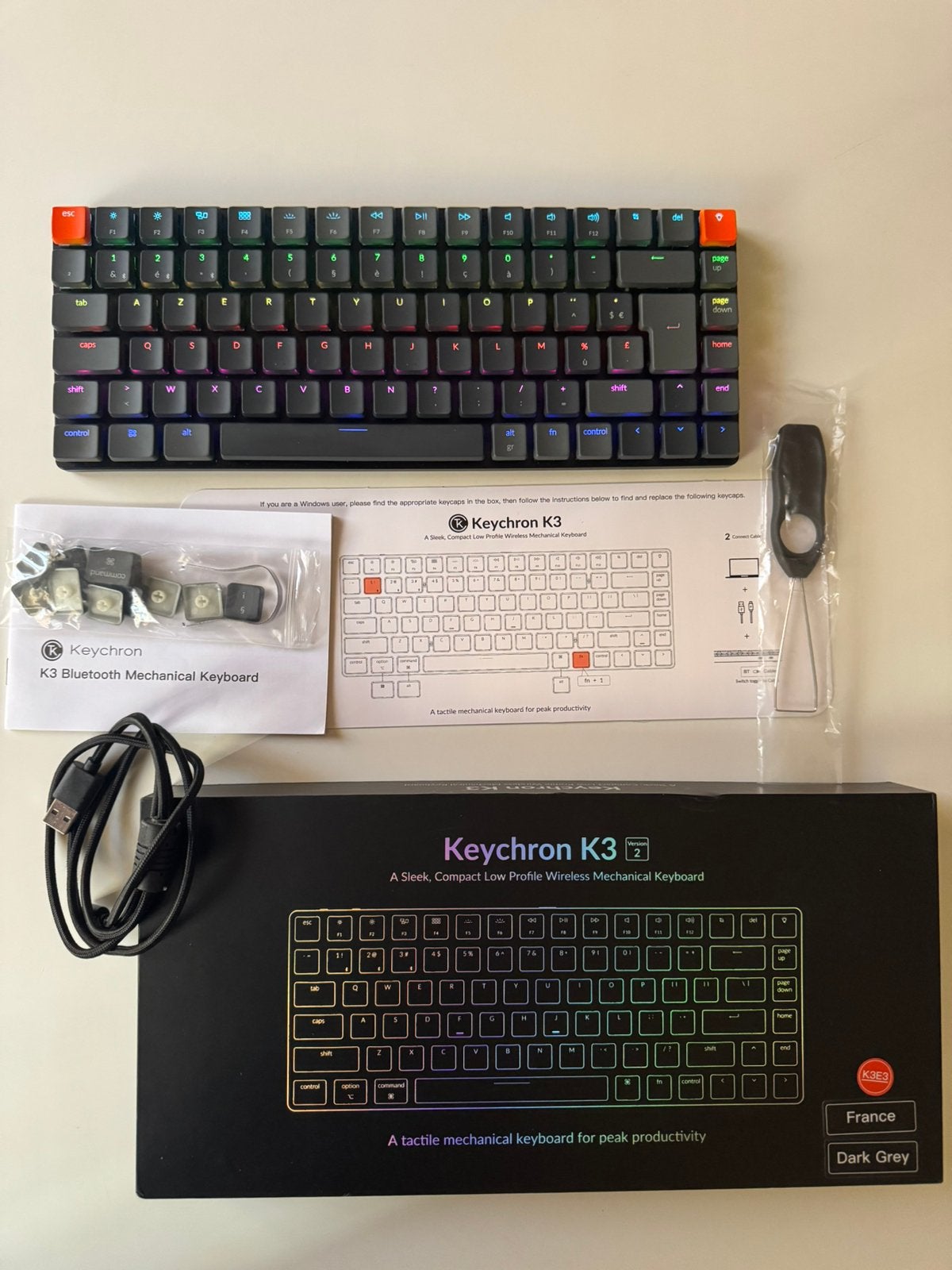 Keychron K3 Ultra Slim Draadloose Azerty-BE, Enlèvement ou Envoi, Azerty, Comme neuf