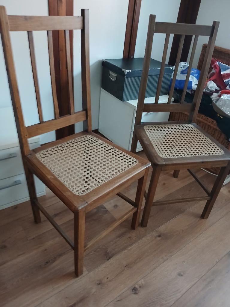 6 chaises cannées rustiques, Maison & Meubles, Autres couleurs, Enlèvement, Bois, Rustique