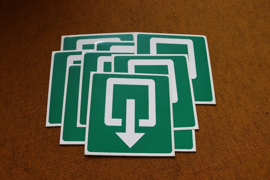 Pictogram nooduitgang sticker, Ophalen, Nieuw