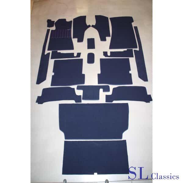 Tapijt set 18-delig blauw Mercedes-Benz SL, W107 - R107, Auto-onderdelen, Interieur en Bekleding, -, Nieuw, Ophalen of Verzenden